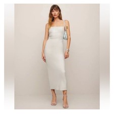 Reformation Breslin Dress, Silver Sparkle, Size Large
