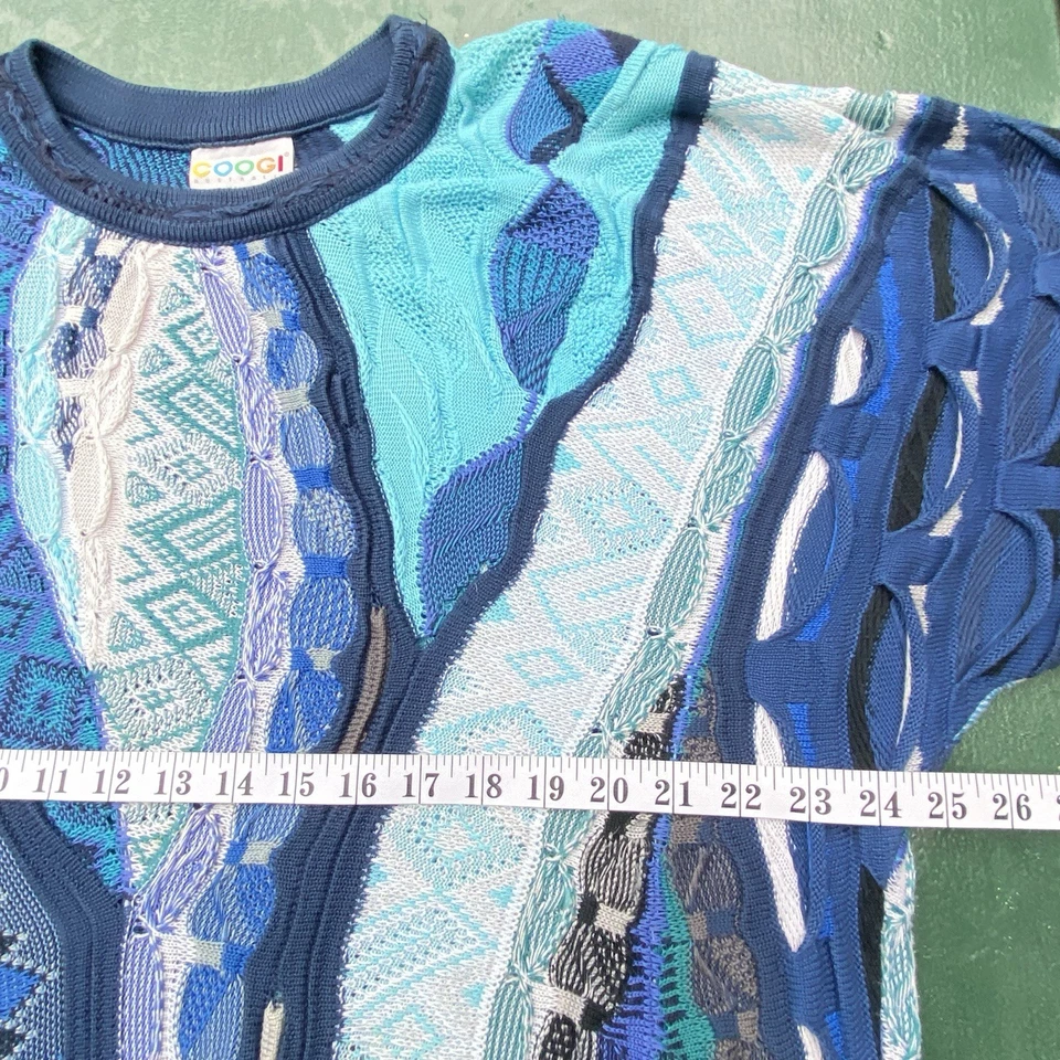 Vintage Coogi 3D Knit Jumper Men’s XL 90s Australia Stunning Blue Ice Rare! - Image 2 of 4