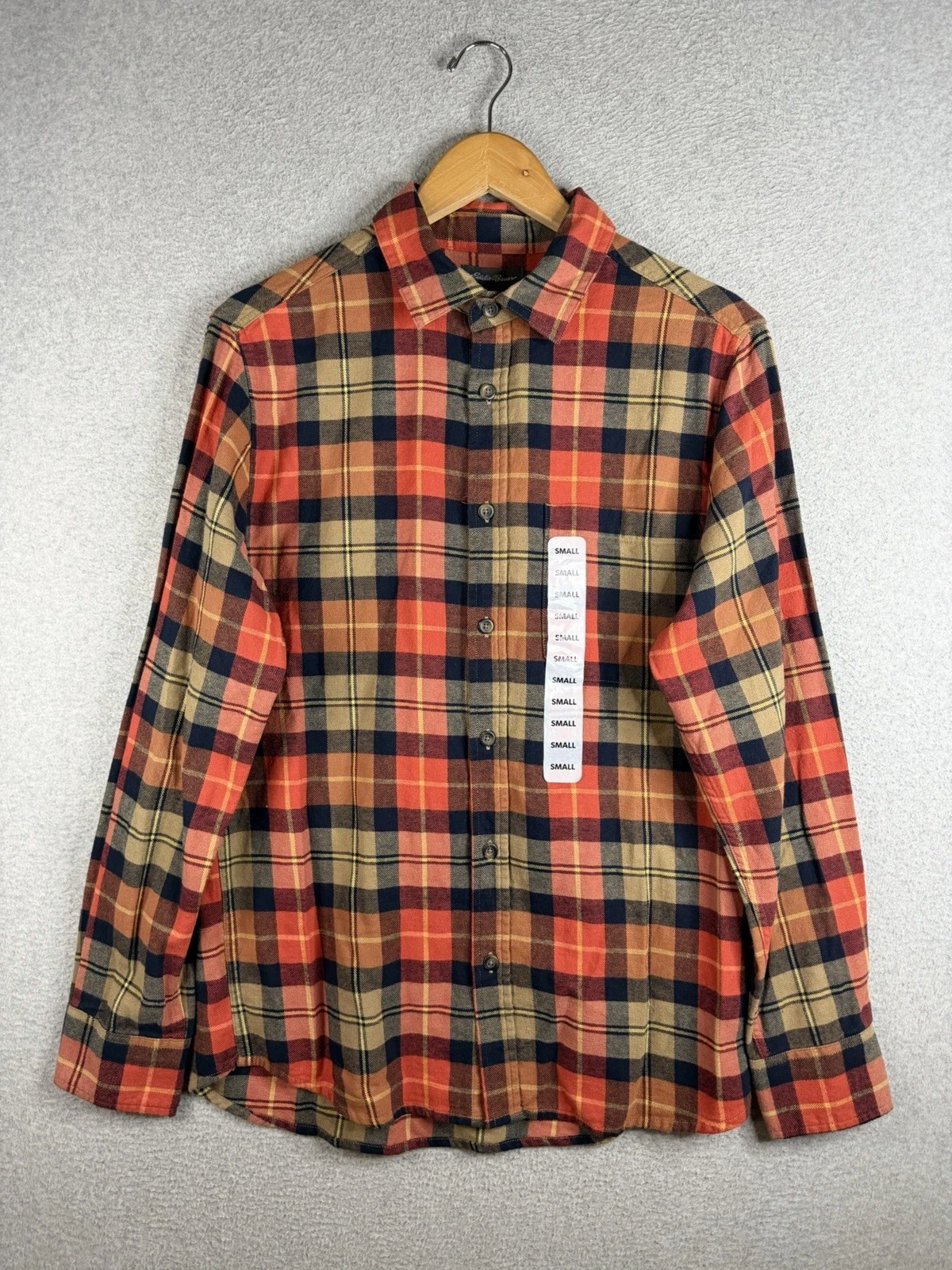 Eddie Bauer Shirt Mens Small Plaid Flannel Camp Lumber Hiking Utility NWT