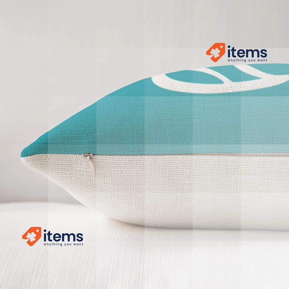 ZWJD Funda de Cojín 50 X CM Azul Juego Decorativo Fundas Exterior Lino Sofá - Imagen 4 de 4