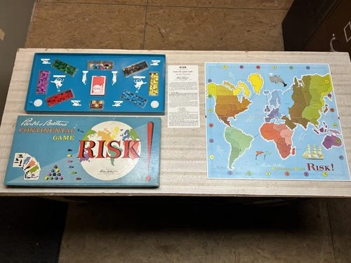 Risk! Parker Brothers Continental Board Game Vintage 1959 Edition Wooden Pieces