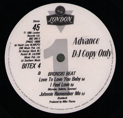 Bronski Beat I Feel Love 12'' vinyl UK Forbidden Fruit 1985 promo 12'' BITEX4