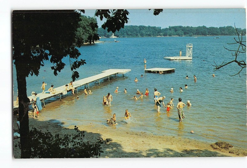 Valparaiso Indiana IN Vintage Postcard Flint Lake Beach And Bathing