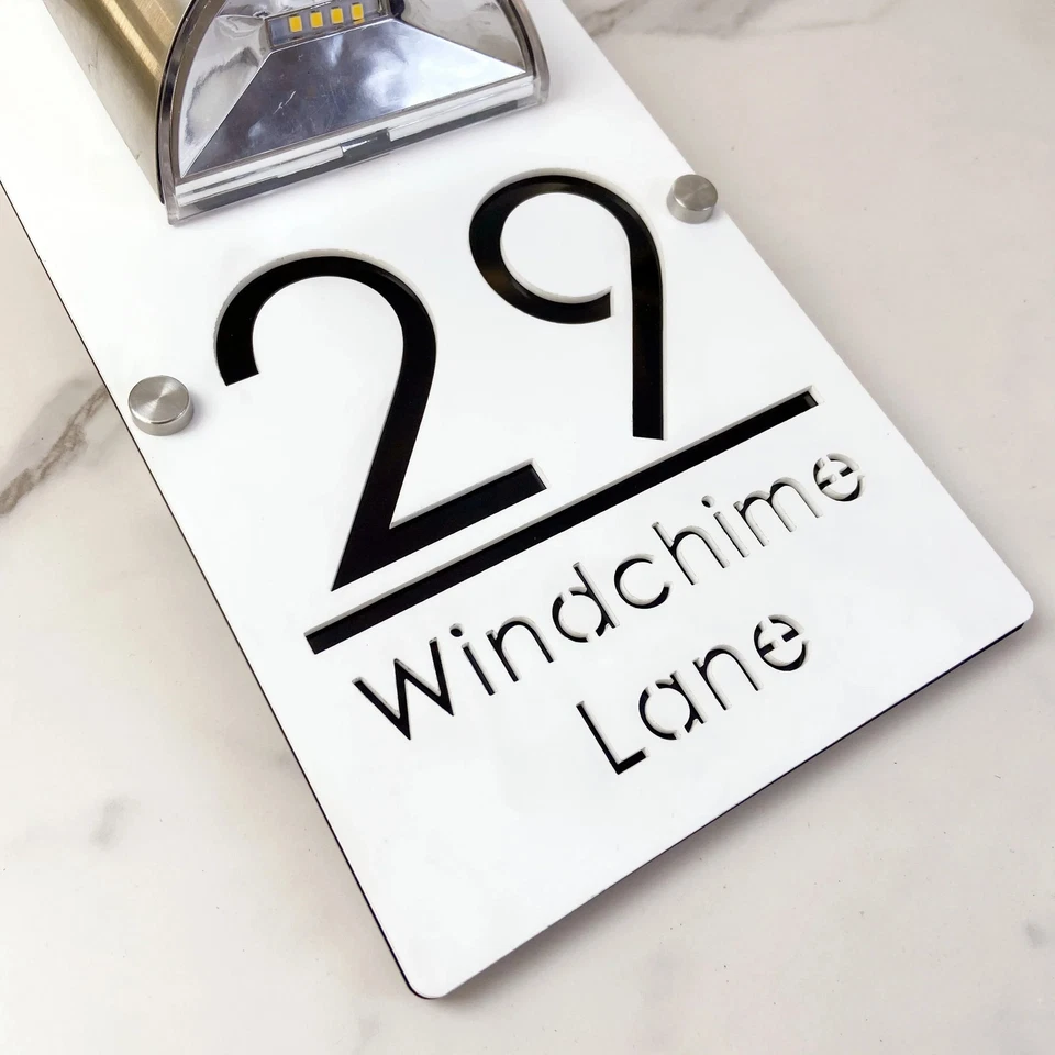 LED SOLAR CUSTOM HOUSE SIGN NUMBER STREET SIGN ACRYLIC ADDRESS DOOR WALL PLAQUE - image 4 of 4