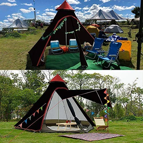 Tienda de campaña domo 12'x10'x8' para 5-6 personas 4 estaciones dobles capas impermeable negra Foto 2 de 4