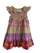 Colorful Patchwork Floral Dress 4 Pink Tiered Smock Boho Indie Folk Earthy Artsy