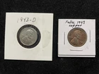 1943 Steel Wheat Pennies – Lot of 2 – WWII Steel Cents  AU-BU