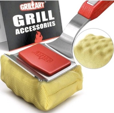 GrillArt Steam Clean Bristle-free grill brush replaceable cleaning head, scraper