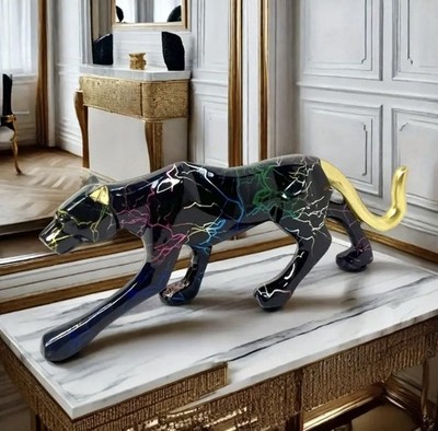 Resin Leopard  Statue Desk Collection Tabletop Ornament for Bedroom Modern
