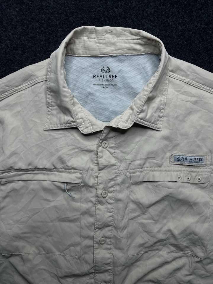 Real tree Fishing Shirt Men XL Light Grey Lightweight Casual Outdoor Camping VTG - Image 3 of 4