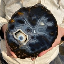 6.4lb Natural Banded Agate Geode Quartz Crystal Rough Mineral Specimens Healing