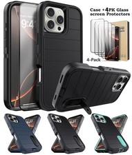 Shockproof Kickstand Case For iPhone 16 Plus 16 Pro Max Cover Screen Protector