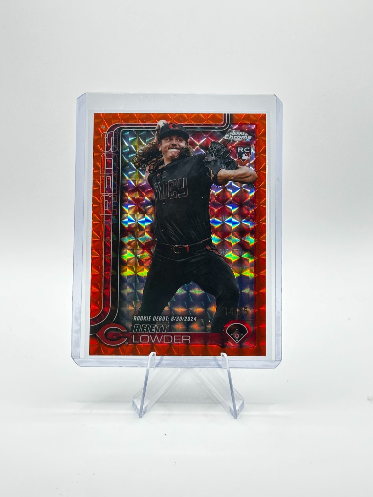 2025 Topps Chrome - Rhett Lowder #147 Orange Geometric Refractor /25 (RC)