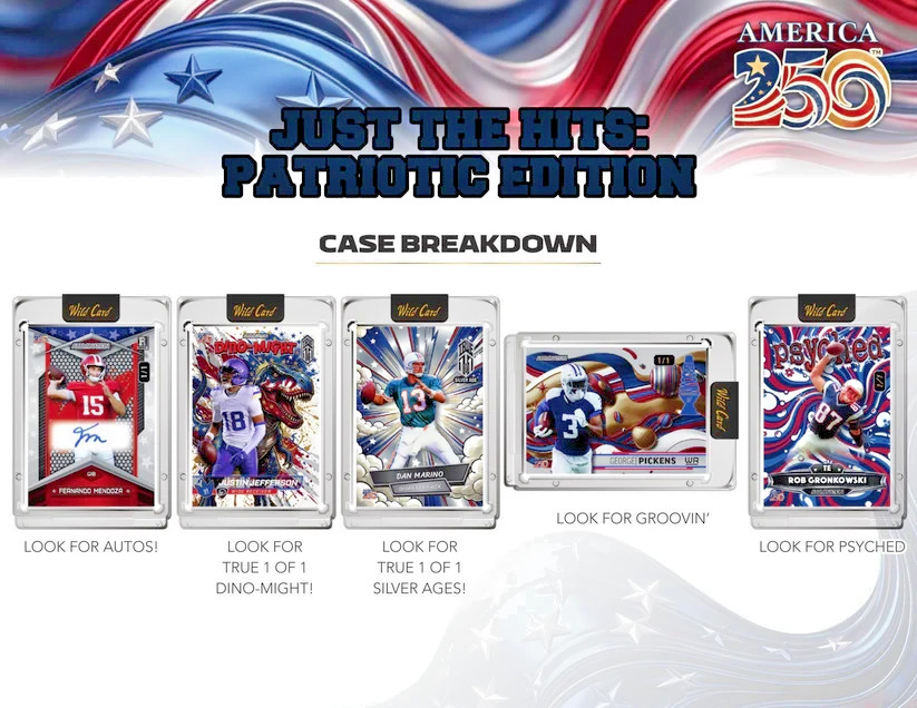 2026 Wild Card JUST THE HITS Patriotic Edition Football 250th