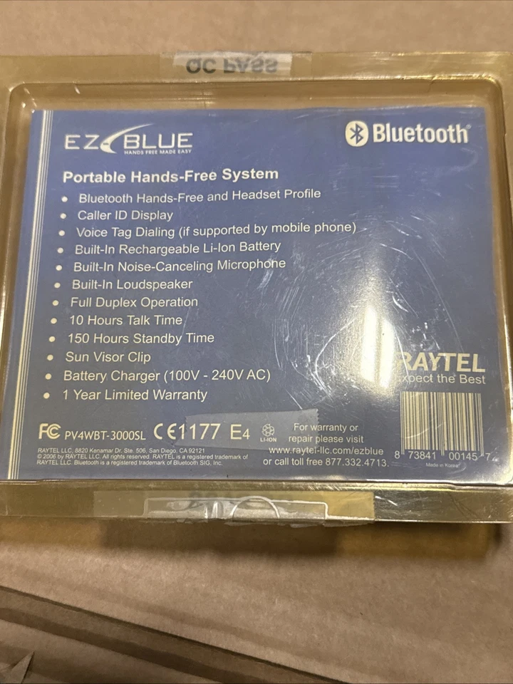 复古 Ez-blue 蓝牙遮阳板 Hf 黑色银色全新无手蓝牙 — 第 4/4 张图片