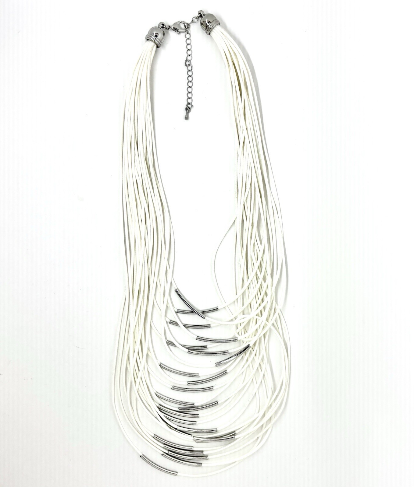 Statement Multi Threaded White Silver Tone Multi-… - image 1