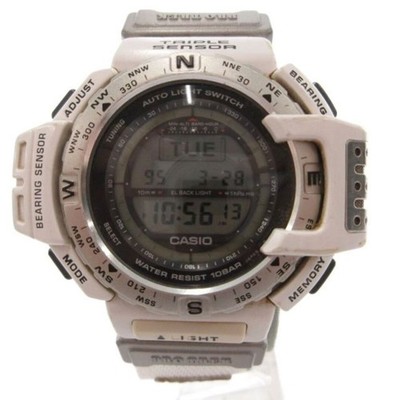 Casio Pro Trek Triple Sensor Watch Quartz Digital Date White Prt-40 ff Used 64fc