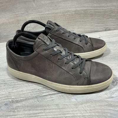 Ecco Mens Danish Design Gray Distressed Leather Casual Sneakers Shoes 7.5-40 EU