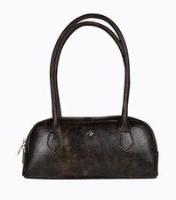 Classic Retro Vibe Distressed Dark Chocolate Shoulder Bag Medium 30 x 13cm NWT