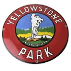 Vintage Yellowstone National Park Sign - Old Faithful Gas Pump Porcelain Ad Sign