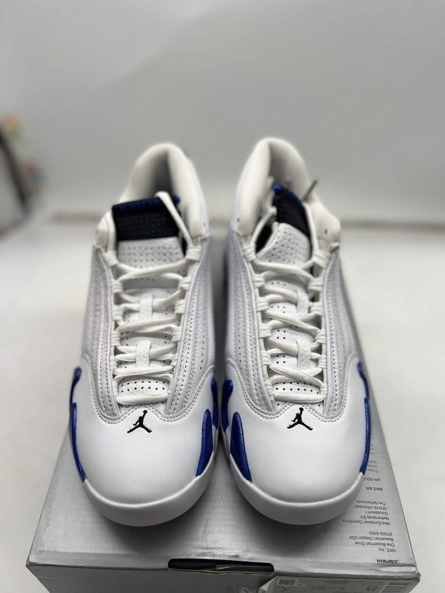 Air Jordan 14 Retro White Hyper Royal Blue Sz 8 New AJ XIV Nike