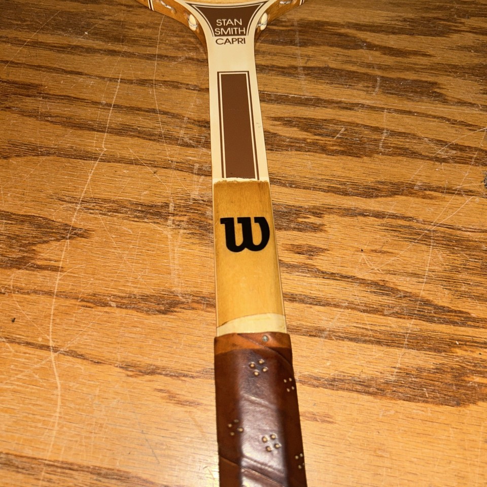 Vintage Wilson Stan Smith Wood Tennis Racket Capri Leather Grip | eBay