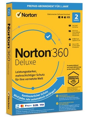 Norton 360 Deluxe 2 User 1 Jahr PC/Mac 2026 / 2027 Internet Security DE EU KEY