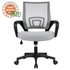 Sedia Ufficio Ergonomica Girevole Scrivania a Rotelle Reclinabile in Rete Grigia