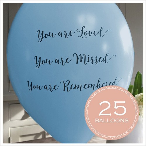 ANGEL & DOVE 25 Blue 'You Are Loved' Biodegradable Funeral Remembrance Balloons - Picture 6 of 6
