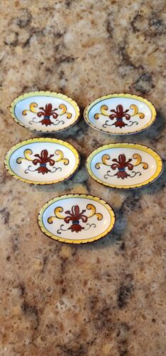 Vintage Lot of 5 NORITAKE Salt Cellars Butter Pats, Fleur-de-lis Wreath Japan