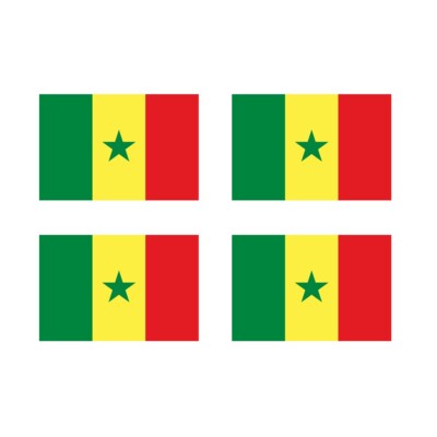 Set 4 x Senegal Flagge Temporäres Tattoo Dauert 1 Woche Senegal Team WM