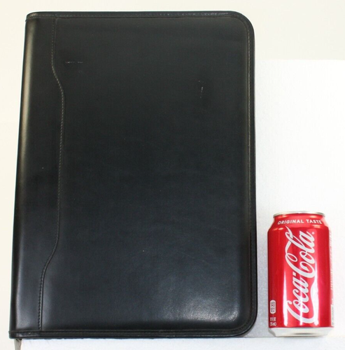 Alessandro Venanzi Italian Leather Padfolio w/Pockets & Pen 13-3/4" x 10" Black - Picture 3 of 14