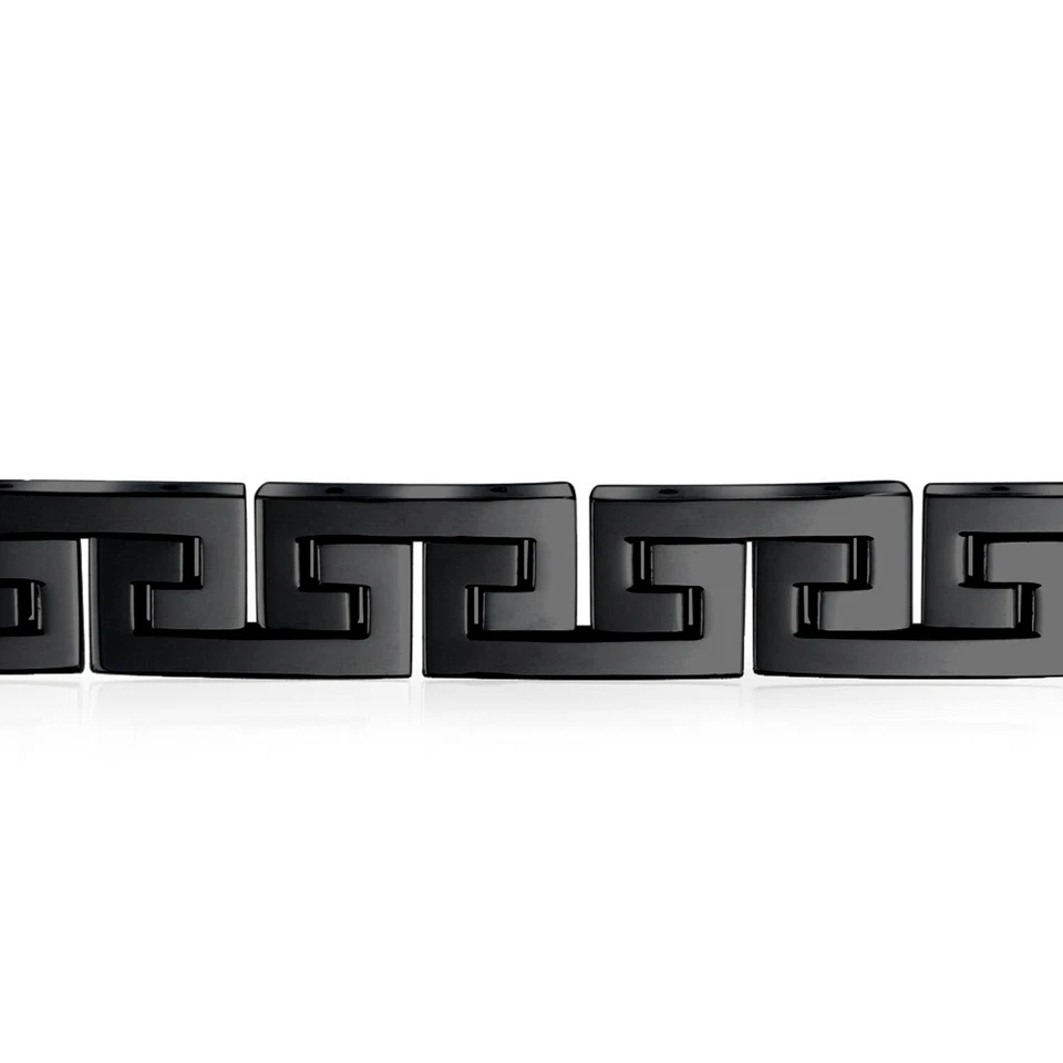 Masculine Geometric Infinity Key Link Bracelet for Teens Men Black Gold Silver - Image 2 of 4