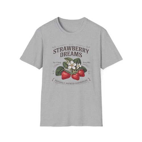Strawberry Dreams Unisex T-Shirt, Vintage Cute Strawberry Gift Retro Fruit Lover - Picture 6 of 13