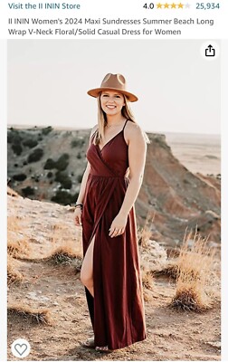 II ININ Women's 2023 Maxi Sundresses Summer Beach Long Wrap V-Neck  Solid-L-NWT | eBay
