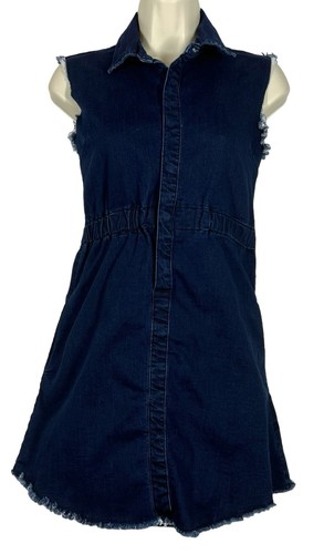 Abito corto Adriano Goldschmied denim orlo sfilacciato bambina taglia grande elastico in vita - Foto 12 di 18