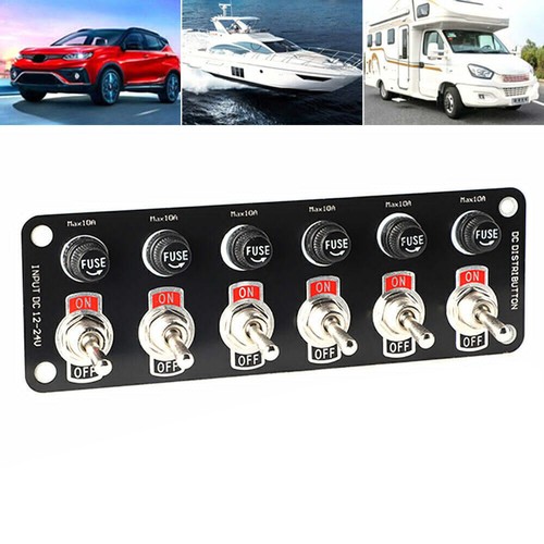 6 Gang Toggle On/Off Rocker Switch Panel W/Fuse for 12/24V Car Boat Marine Truck - Picture 3 of 10