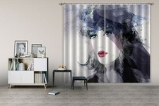 3D Fashion Hand Painted Lady RAING204 Window Photo Curtain Fabric Quality Honey