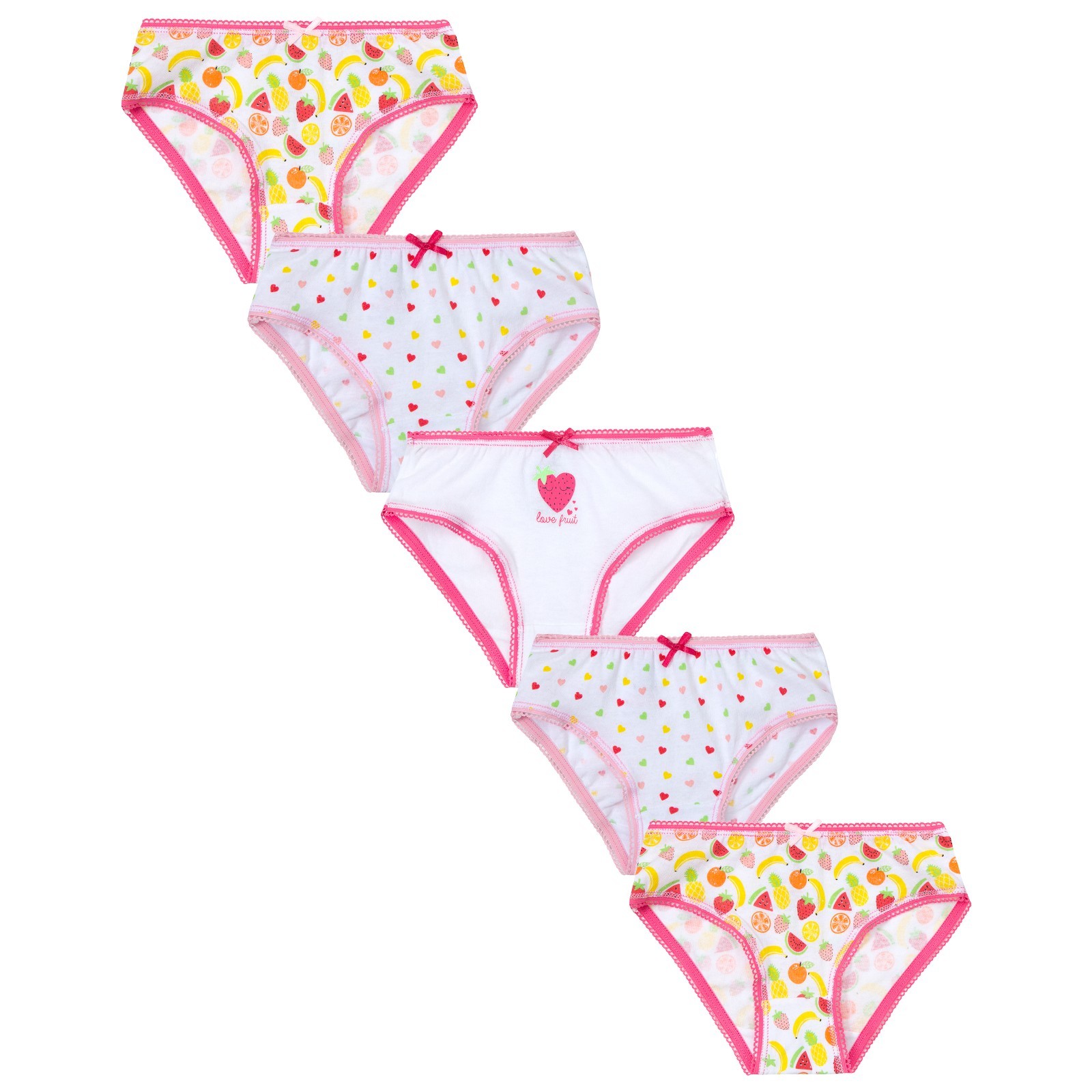 Girls Printed 5 Pack Cotton Briefs Knickers Underwear Age 2 3 4 5 6