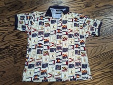 Vtg 90s Tommy Hilfiger US State Flags Polo SHIRT XL 24x29.5 All Over 2-sided