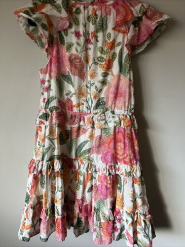Farm Rio Macaw Bloom Mini Dress Size XS Beaded Tassel Ruffle Floral Tiered Fun - Picture 6 of 9
