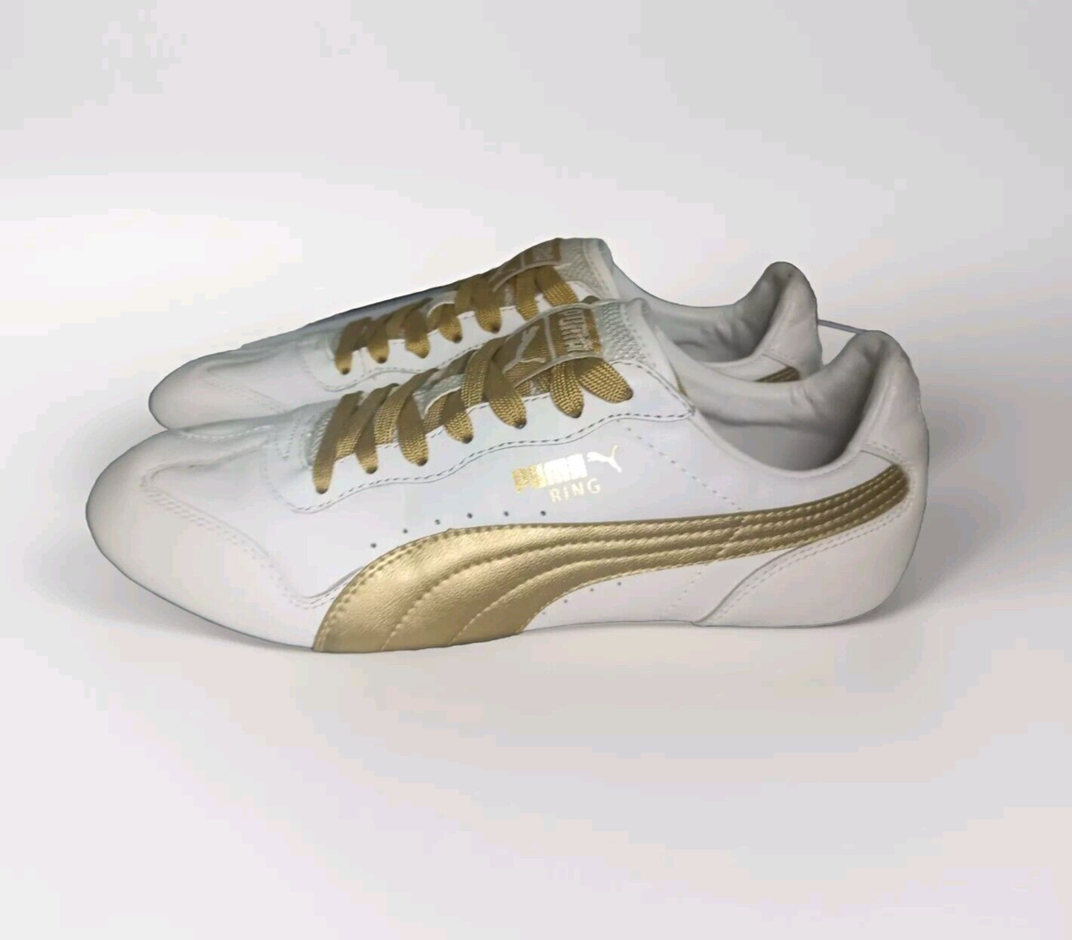 Puma Roma 1985 Ring Trainers White Gold Shoes Unisex Mens
