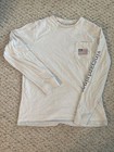 Vineyard Vines Boy's Football Flag Pocket White Long Sleeve T-Shirt L