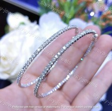 Real Moissanite 3Ct Round Cut Out In Huggie Hoop Earrings 14K White Gold Plated