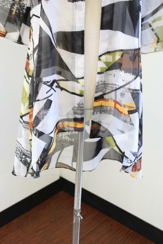 NWT Antthony Womens Abstract Printed Semi Sheer Kimono Size S White Black - Picture 2 of 5