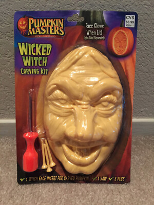 PUMPKIN MASTERS WICKED WITCH Carving Kit Face Insert Carved Pumpkin Halloween