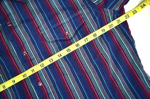 Western Shirt VTG Wrangler 80s 90s Teal Vertical Stripe Snaps M/L Cobain Special - Picture 5 of 7