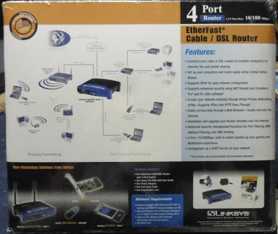 Linksys BEFSR41 10 Mbps 4-Port 10/100 Router (BEFSR41 v2) - Image 3 of 4