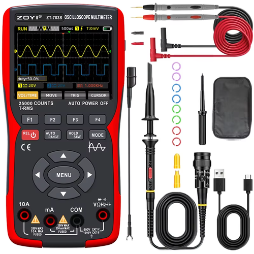 ZT-703S Upgrade 50Mhz Handheld Digital Oscilloscope Multimeter Signal Generator - Picture 12 of 14