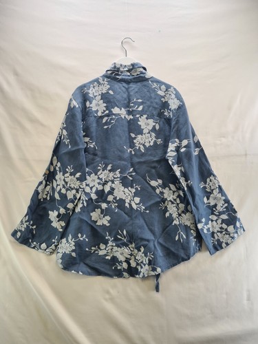 Bellambra Shirt Blouse Top Size 16 Blue Floral Pure Linen Made In Italy Tie - Picture 7 of 9